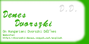 denes dvorszki business card